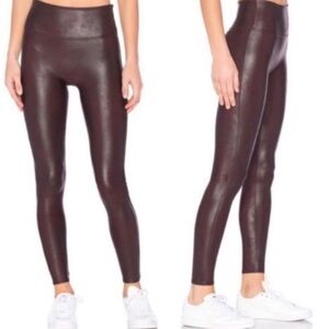 Spanx Faux Leather Leggings in Wine Burgundy Size Small Women's